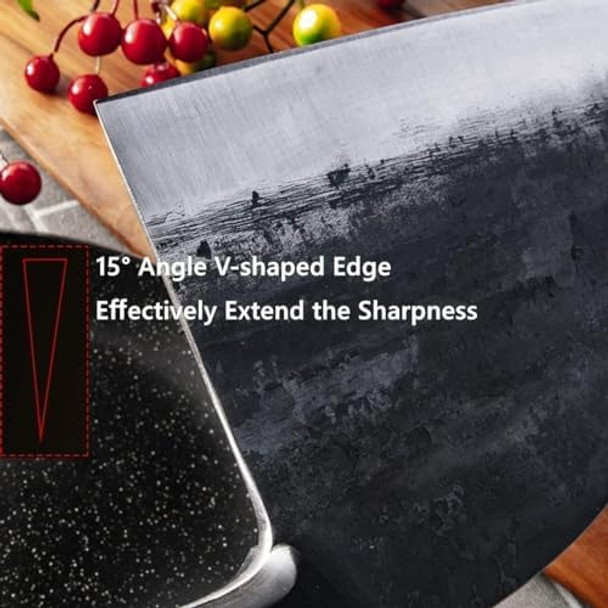 lander Serbian Chef Knife Heavy Duty Handmade Forged Meat Cleaver For Meat Cutting 3Pcs Butcher Knife Set Sharp Chef Knife Set Dishwasher Safe With Roll Bag