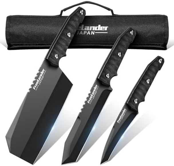 lander 3Pcs Butcher Knife Set For Meat Cutting Sharp Chef Knife Set Dishwasher Safe With Roll Bag Full Tang Bbq Knife Set With Leather Sheath Hand Forged Japanese Meat Cleaver Knife For Kitchen lander 3Pcs Butcher Knife Set For Meat Cutting Sharp Chef Knife Set Dishwasher Safe With Roll Bag Full Tang Bbq Knife Set With Leather Sheath Hand Forged Japanese Meat Cleaver Knife For Kitchen