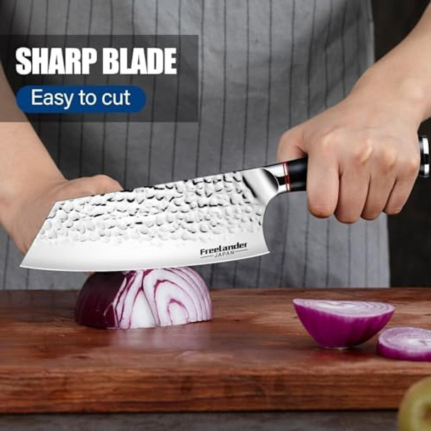 lander Chef'S Knife 7.72 Inch High Carbon Meat Cleaver Professional Japanese Stainless Steel Knife For Meat And Vegetables - Ergonomic Handle For Home And Kitchen