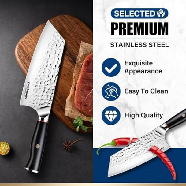 lander Chef'S Knife 7.72 Inch High Carbon Meat Cleaver Professional Japanese Stainless Steel Knife For Meat And Vegetables - Ergonomic Handle For Home And Kitchen lander Chef'S Knife 7.72 Inch High Carbon Meat Cleaver Professional Japanese Stainless Steel Knife For Meat And Vegetables - Ergonomic Handle For Home And Kitchen