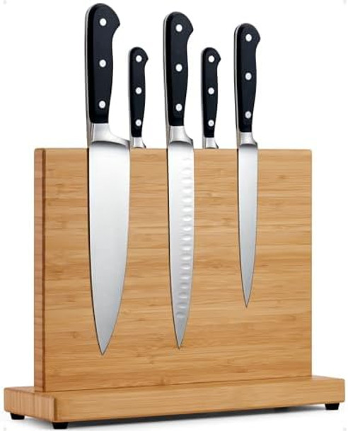 Larhn Magnetic Knife Block - Powerful Double-Sided Wooden Magnetic Knife Holder For Up To 9″ Knives - Supplied As Empty Knife Block Without Knives Larhn Magnetic Knife Block - Powerful Double-Sided Wooden Magnetic Knife Holder For Up To 9″ Knives - Supplied As Empty Knife Block Without Knives