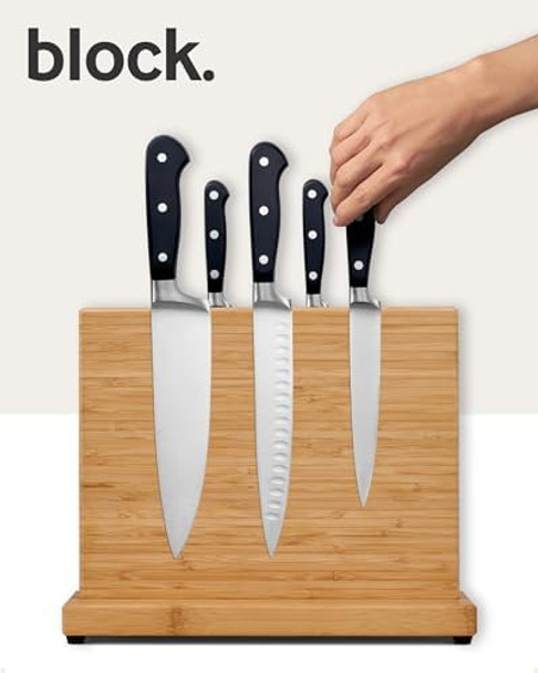 Larhn Magnetic Knife Block - Powerful Double-Sided Wooden Magnetic Knife Holder For Up To 9″ Knives - Supplied As Empty Knife Block Without Knives Larhn Magnetic Knife Block - Powerful Double-Sided Wooden Magnetic Knife Holder For Up To 9″ Knives - Supplied As Empty Knife Block Without Knives