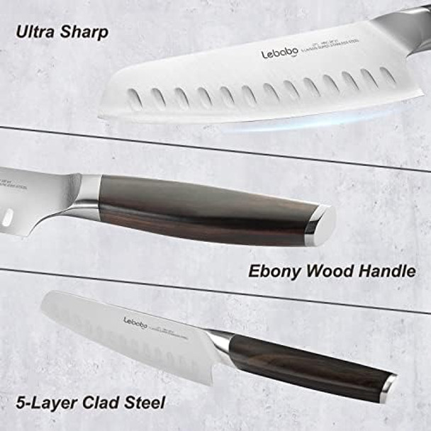 8 Inch Chef'S Knife Professional Kitchen Chef Knife 9Cr18Mov 5-Layer Alloy Clad Steel Ultra Sharp Meat Paring Knives For Kitchen & Restaurant Ebony Wood Ergonomic Handle Box