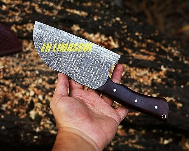 Damascus Steel d Serbian Chef Knife Meat Cleaver Knife For Meat Cutting Forged Butcher Knife With Sheath Kitchen Knives Full Tang Chopping Knife For Home Outdoor Cooking Camping (Leader)