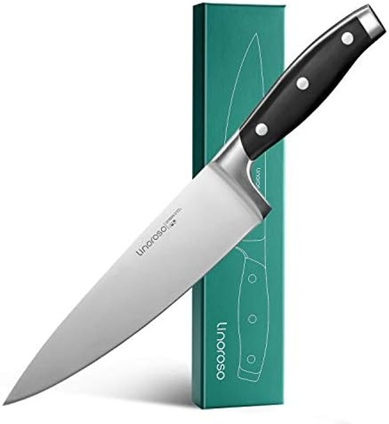 Linoroso Chef Knife - Professional Pro Kitchen Knife 8 Inch Chef'S Knives German High Carbon Stainless Steel Ultra Sharp Cooking Knife With Full Tang Ergonomic Handle - Classic Series