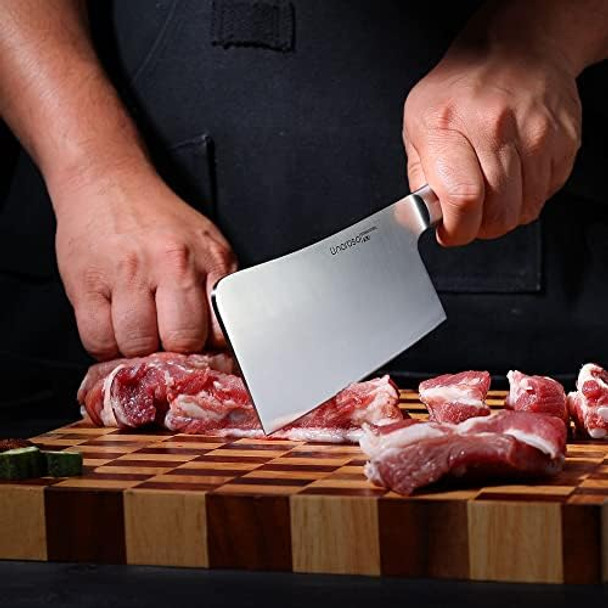 Linoroso Chopping Knife 6.3 Inch Meat Cleaver German High Carbon Stainless Steel Chopper Butcher Knife With Full Tang Ergonomic Handle For Home Kitchen And Restaurant