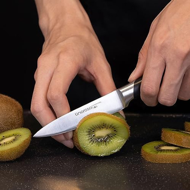 Linoroso Paring Knife 3.5 Inch Small Kitchen Knife With Elegant Box Sharp Forged German Carbon Stainless Steel Fruit Knife Full Tang Ergonomic Handle-Classic Series
