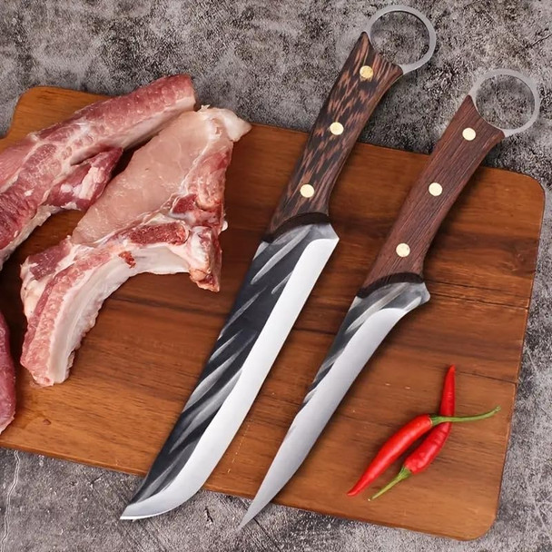 3Pcs Butcher Knife Set Boning Knife Chef Knife Sharp Blade Slicer Stainless Steel Kitchen Knives Cleaver Knife Cooking Knife Cutter Meat Slicing Knife Slaughter Knife Utility Knife Beef