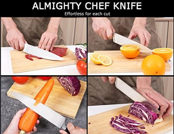 8 Inch Chef Knife - High Carbon Stainless Steel Sharp Kitchen Knife With Ergonomic Handle For Family & Restaurant Packed With Box