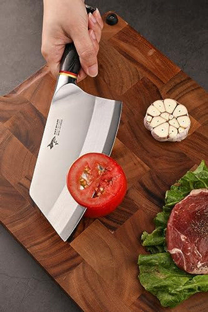 Mad Shark Meat Cleaver Heavy Duty Butcher Knife 7.5 Inch And Lightweight Vegetable Cleaver 7 Inch Multipurpose Chinese Cleaver Chef Knife