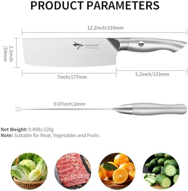 Mad Shark 7 Inch Nakiri Knife Ultra Sharp German Stainless Steel Vegetable Knife Ergonomic Handle Multipurpose Kitchen Knife For Chopping Slicing And Dicing