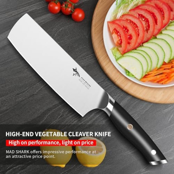 Mad Shark Nakiri Knife 7 Inch Chef Knife Vegetable Kitchen Knife With High Carbon Stainless Steel Blade Multipurpose Asian Knife For Chopping Cutting And Slicing With Ergonomic Handle