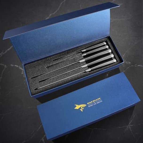 Mad Shark Knife Set Professional 5 Piece Kitchen Chef Knife Set German High Carbon Stainless Steel Ultra Sharp Knives Sets Ergonomic Handle Home Cooking Perfect Cutlery Set