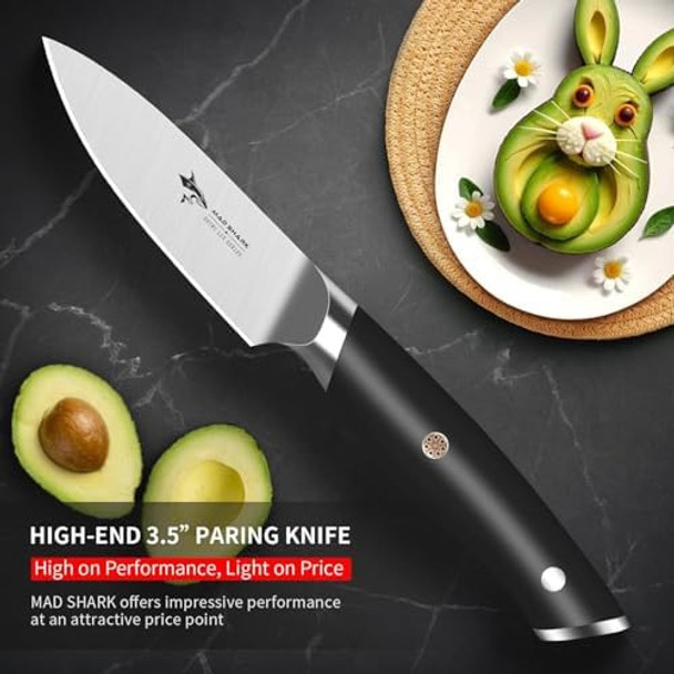 Mad Shark 3.5 Inch Paring Knife Small Kitchen Knives Ergonomic Handle Ultra Sharp Fruit Knife For Fruitsvegetables Forged Synergy By German Stainless Steel