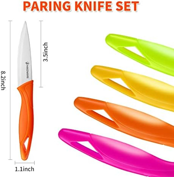 Paring Knife 8Pcs Paring Knife Set With Cover Small Kitchen Vegetable Fruit Knives 3.5 Inch Ultra Sharp Pp Handle