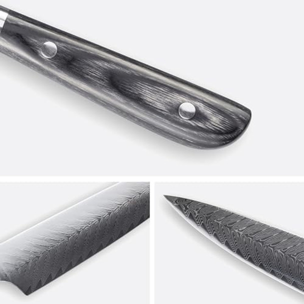 Messermeister Avanta Damascus Forged 3-Piece Pakkawood Starter Set - Includes 8” Chef’S 6” Utility & 3” Paring Knife