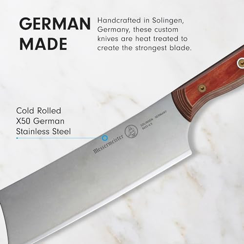 Messermeister Custom 6.5” Nakiri Knife Terra Red - X50 German Stainless Steel - Rust Resistant & Easy To Maintain - Made In Solingen Germany