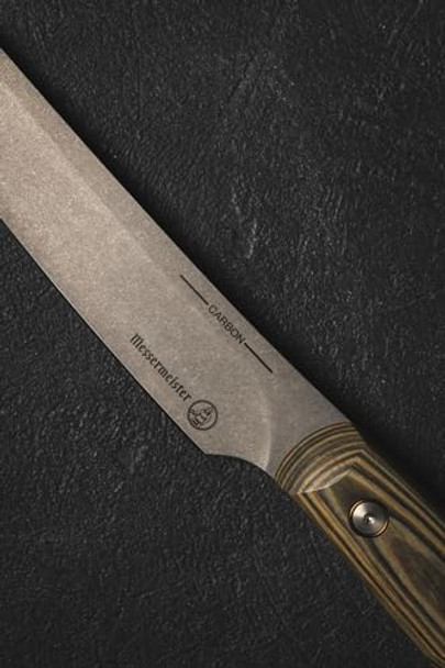 Messermeister Carbon 9” Slicer Knife - Bohler K110 High Carbon Steel With A Ceramic Stoash Finish - Resin-Stabilized Wood Handles - Handcrafted In Maniago Italy Messermeister Carbon 9” Slicer Knife - Bohler K110 High Carbon Steel With A Ceramic Stoash Finish - Resin-Stabilized Wood Handles - Handcrafted In Maniago Italy