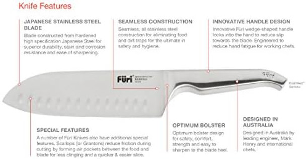 Furi Knives Pro 9" Bread Knife Japanese Stainless Steel Seamless Construction Reverse Wedge Handle (41350)