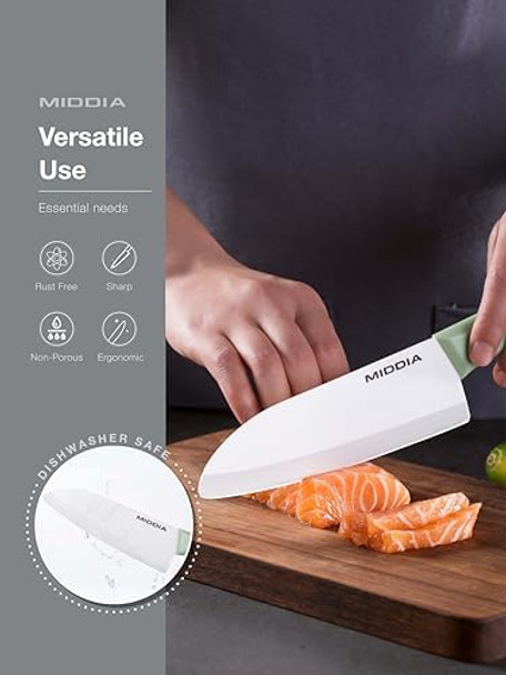 Group Kitchen Knife Ceramic 5.5" Santoku Knife Ultra Sharp Rust-Resistant Blade With Ergonomic Handle Housewarming Black Handle/Black Blade