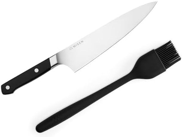 Misen 8In Chef Knife And Basting Brush Set - Versatile Easy Clean Sharp - Black