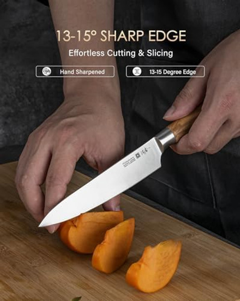 Mitsuharu 5.5 Inch Kitchen Utility Knife Shoman Series Paring Knife Razor Sharp German Steel Blade Ergonomic Olive Wood Handle Fruit Petty Knife Multi-Purpose Small Chef Knife With Box