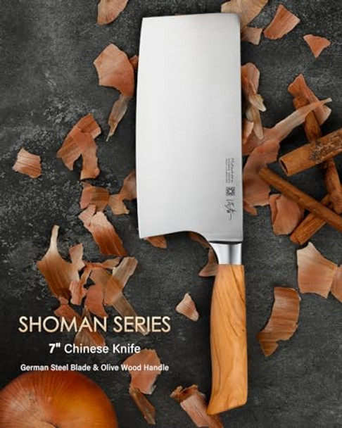 Mitsuharu 7 Inch Meat Cleaver Knife Shoman Series Chinese Classic Knife German High Carbon Stainless Steel Kitchen Knives With Olive Wood Handle Professional Butcher Chef Chopper With Case Mitsuharu 7 Inch Meat Cleaver Knife Shoman Series Chinese Classic Knife German High Carbon Stainless Steel Kitchen Knives With Olive Wood Handle Professional Butcher Chef Chopper With Case