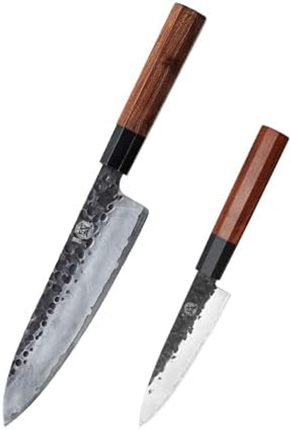 Mitsumoto Sakari Japanese Gyuto And Paring Knife Professional Hand Forged Kitchen Chef Knife