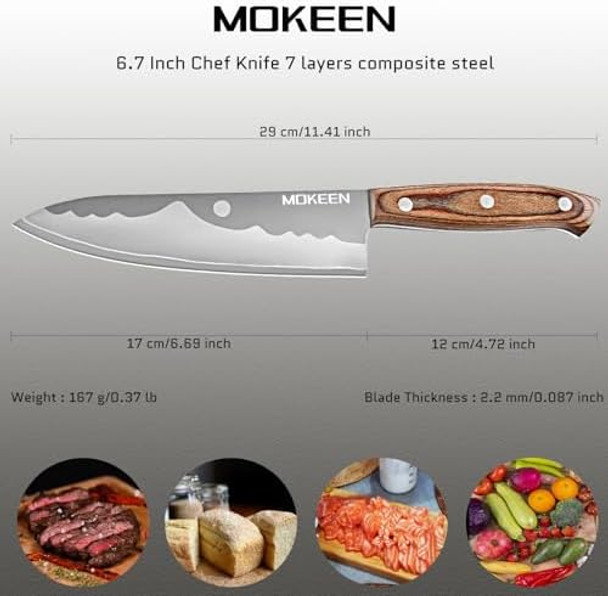 Chef Knife 6.7 Inch And Damascus Paring Knife 3.5 Inch Wood Handle Ultra Sharpultra Sharp -15° Edge Kitchen Knife - Blue Box - Hrc60-62