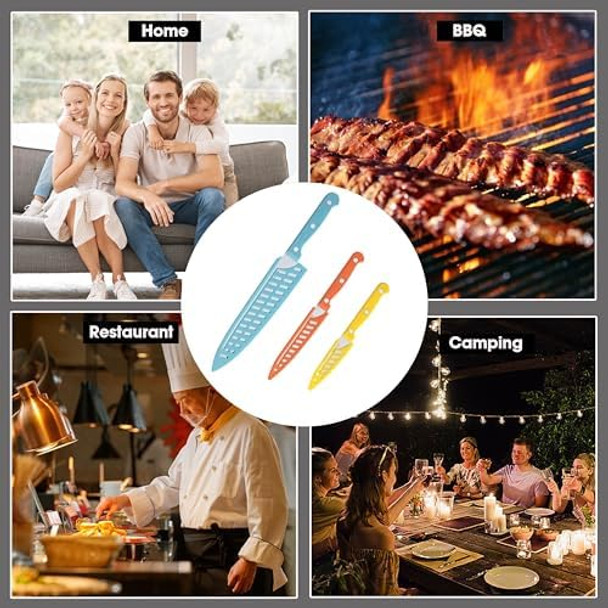 3Pcs Kitchen Knife Stainless Steel Chef Knife Set Ultra Sharp Knives With Plastic Handle (Blue Orange Yellow)