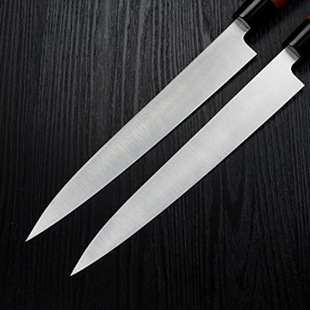 Msy Bigsunny 10" Yanagiba Sushi Knife - Stainless Steel With Rose Wood Handle - Professional Slicing Chef Knife For Sashimi
