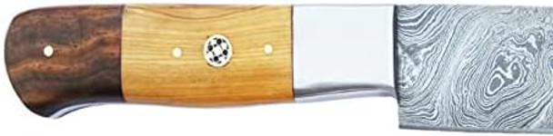 Nooraki Hk-82 Hand Forged Damascus Steel Chef Knife With Beautiful Pattern And Cowhide Sheath Multipurpose Kitchen Knives With Full Tang And Rosewood Handle For Everyday Use 12" Length