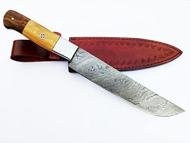 Nooraki Hk-82 Hand Forged Damascus Steel Chef Knife With Beautiful Pattern And Cowhide Sheath Multipurpose Kitchen Knives With Full Tang And Rosewood Handle For Everyday Use 12" Length Nooraki Hk-82 Hand Forged Damascus Steel Chef Knife With Beautiful Pattern And Cowhide Sheath Multipurpose Kitchen Knives With Full Tang And Rosewood Handle For Everyday Use 12" Length