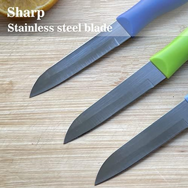 Classic Paring Knives With Straight Edge Spear Point Color Paring Knife Set Of 6 Fruit And Vegetable Knife Ultra Sharp Kitchen Knives German Steel Pp Plastic Handle Red/Green/Blue