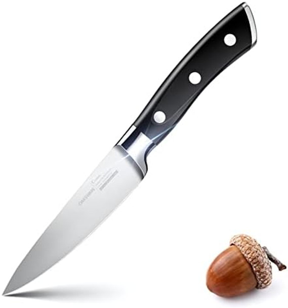 Oaksware Paring Knife 4 Inch Small Kitchen Knife Ultra Sharp German Stainless Steel Fruit And Vegetable Cutting Chopping Knives - Full Tang Ergonomic Handle