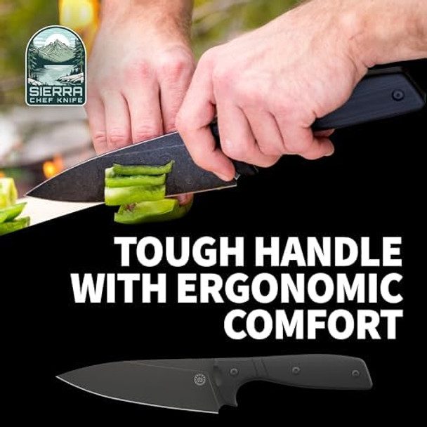 Off-Grid Knives - Sierra Chef Knife With Sandvik 14C28N Stainless Steel Kydex Sheath And Belt Clip G10 Scales Camping Bbq & Home Kitchen Use (Coyote) Off-Grid Knives - Sierra Chef Knife With Sandvik 14C28N Stainless Steel Kydex Sheath And Belt Clip G10 Scales Camping Bbq & Home Kitchen Use (Coyote)