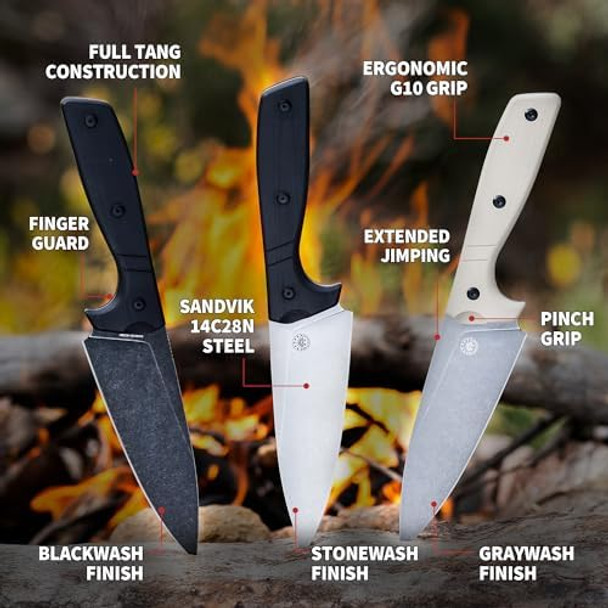 Off-Grid Knives - Sierra Chef Knife With Sandvik 14C28N Stainless Steel Kydex Sheath And Belt Clip G10 Scales Camping Bbq & Home Kitchen Use (Coyote) Off-Grid Knives - Sierra Chef Knife With Sandvik 14C28N Stainless Steel Kydex Sheath And Belt Clip G10 Scales Camping Bbq & Home Kitchen Use (Coyote)