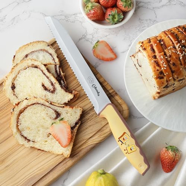 Bread Knife Ohola 8 Inch Serrated Bread Knife For Homemade Bread Bread Cutter For Slicing Bagels Cake (Latest Fun Design)
