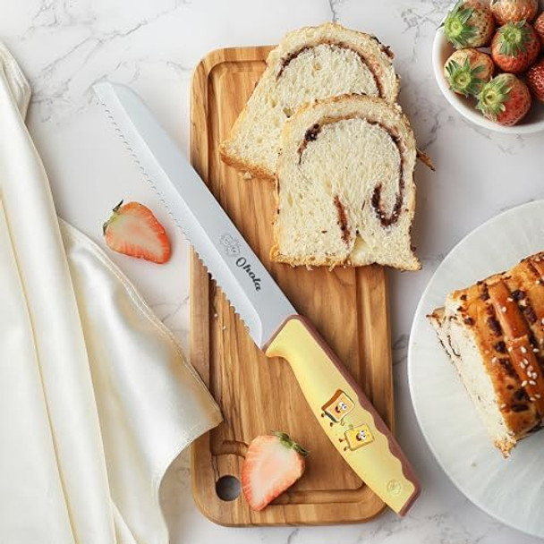 Bread Knife Ohola 8 Inch Serrated Bread Knife For Homemade Bread Bread Cutter For Slicing Bagels Cake (Latest Fun Design)