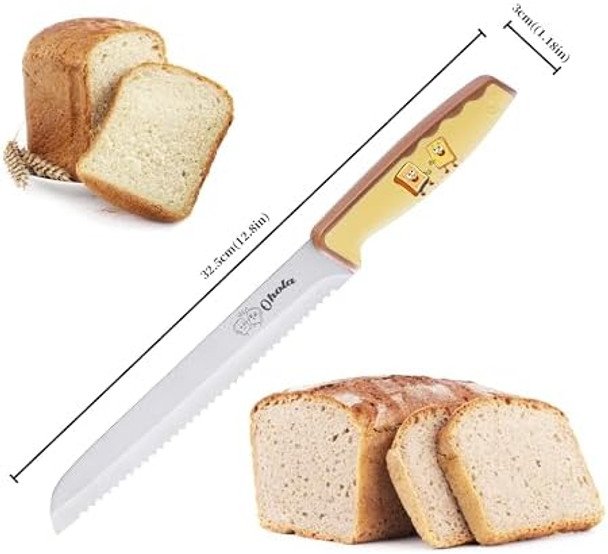 Bread Knife Ohola 8 Inch Serrated Bread Knife For Homemade Bread Bread Cutter For Slicing Bagels Cake (Latest Fun Design)