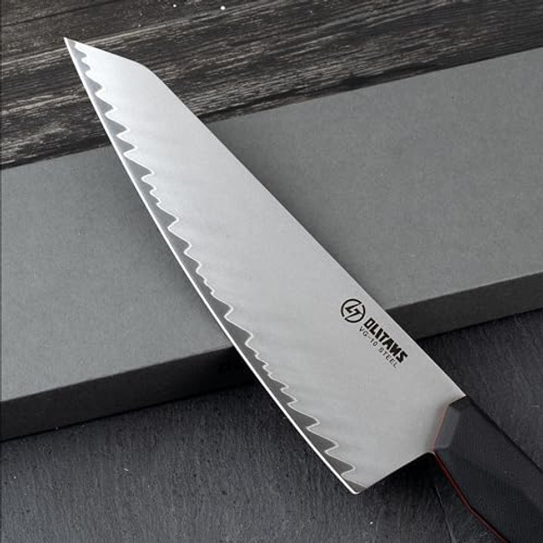 Chef'S Knife 8 In Professional Chef Kinfe Vg-10 Ultra Sharp Kitchen Knife G10 Handle (Black)