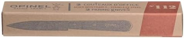 Opinel No. 112 Paring Knives 2 Piece Set Sandvik 12C27 Steel Everyday Use Prep Knives For Chopping Peeling Slicing Trimming Stabilized Sustainably Harvested Beechwood Handles Made In France