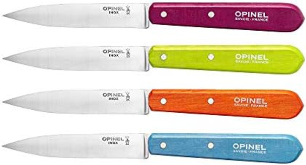 Opinel No. 112 Paring Knives 4 Piece Box Set High Carbon Stainless Steel Painted Hornbeam Handles Made In France (Paysage)