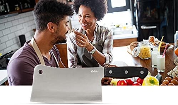 Orblue Premium Meat Cleaver - Stainless Steel Chef Butcher Knife For Cooking - Professional 7-Inch Blade For Precision Cutting - Perfect For Home Kitchen Or Restaurant Orblue Premium Meat Cleaver - Stainless Steel Chef Butcher Knife For Cooking - Professional 7-Inch Blade For Precision Cutting - Perfect For Home Kitchen Or Restaurant