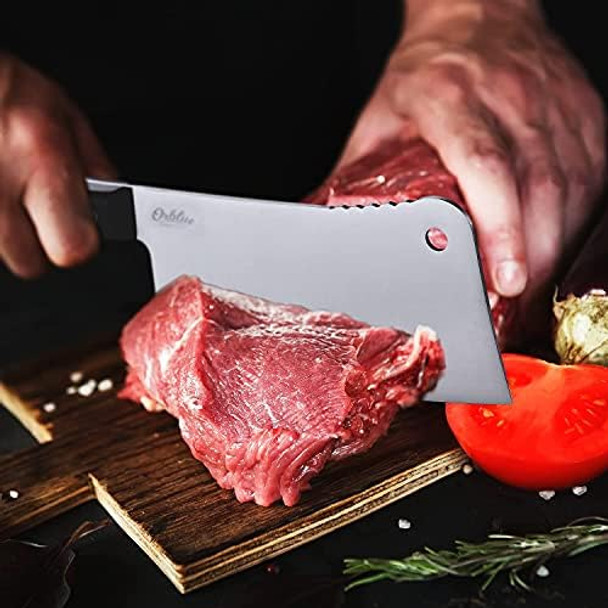 Orblue Premium Meat Cleaver - Stainless Steel Chef Butcher Knife For Cooking - Professional 7-Inch Blade For Precision Cutting - Perfect For Home Kitchen Or Restaurant Orblue Premium Meat Cleaver - Stainless Steel Chef Butcher Knife For Cooking - Professional 7-Inch Blade For Precision Cutting - Perfect For Home Kitchen Or Restaurant