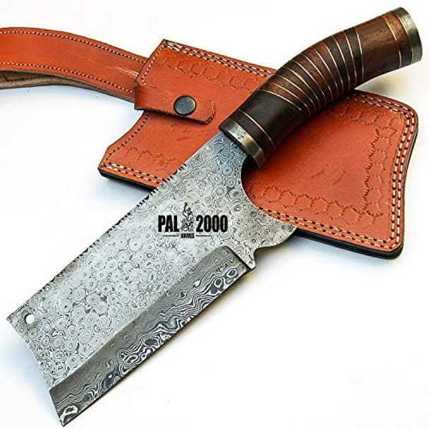 12 Inch - Handmade Damascus Steel - Fixed Blade Cleaver - Chopper Edc Knife With Sheath (Handmade Damascus Steel 9439)