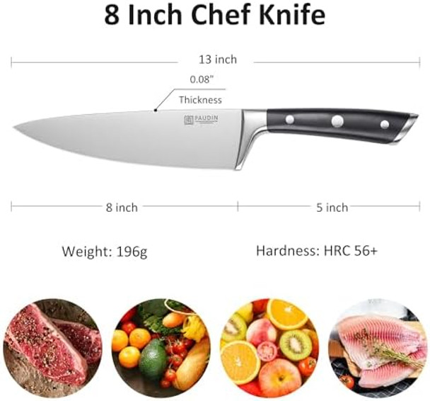 Paudin Chef Knife 8" + Santoku Knife 7" Paudin Chef Knife 8" + Santoku Knife 7"
