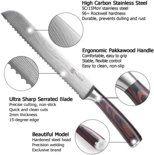 Paudin Bread Knife + Chef Knife