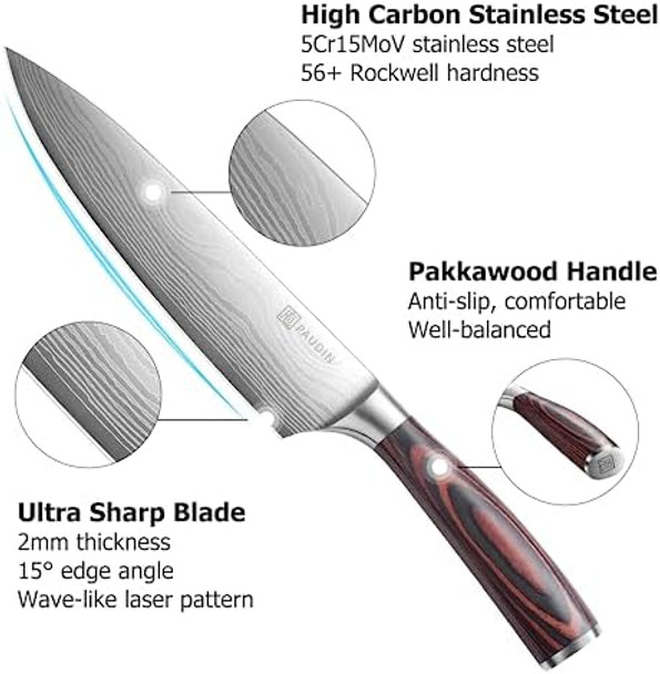 Paudin Chef Knife Set + Brisket Knife