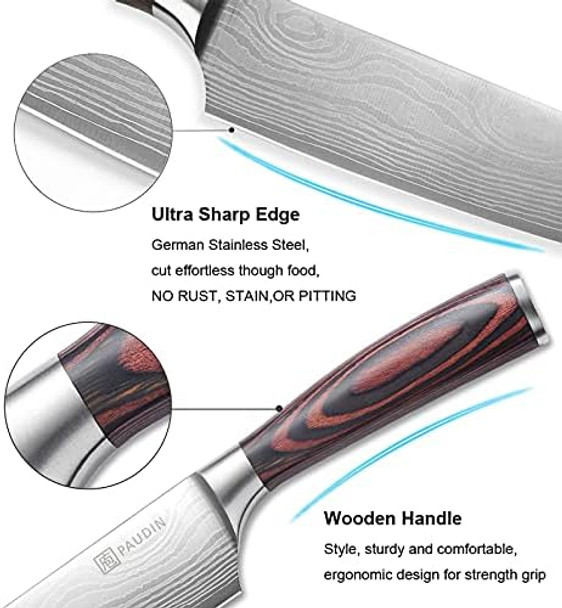 Paudin Chef Knife + Steak Knives Set Of 6